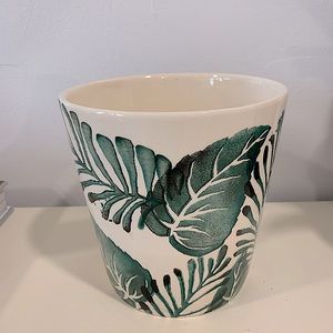 Palm Leaf Ceramic Plant Pot
